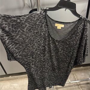 Michael Kors Black Leopard Print Short Sleeve Top